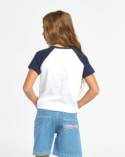 Remera Mc Rusty Tuff Raglan Baby Tee Girls White