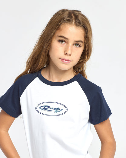 Remera Mc Rusty Tuff Raglan Baby Tee Girls White