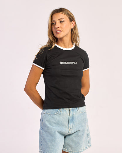 Remera Mc Rusty Classic Ringer Baby Tee Ld Black