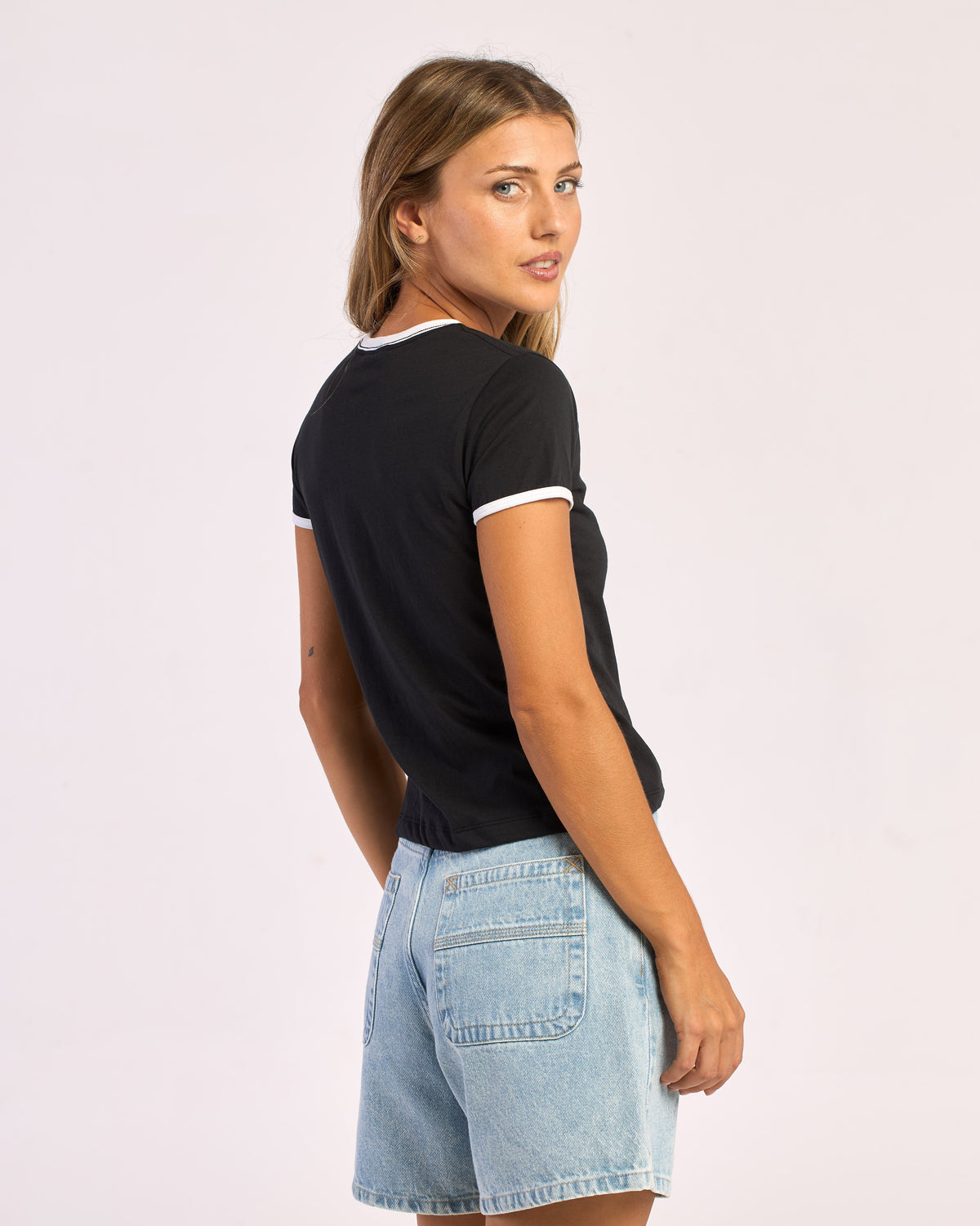 Remera Mc Rusty Classic Ringer Baby Tee Ld Black