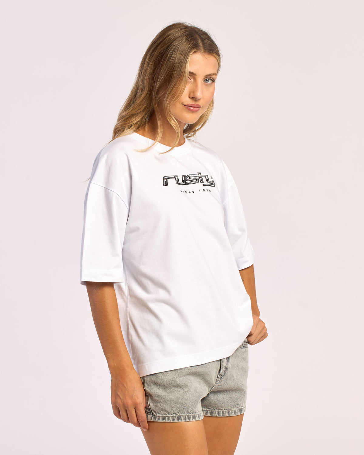 Remera Mc Rusty Metallic Rusty Boxy Tee Ld White
