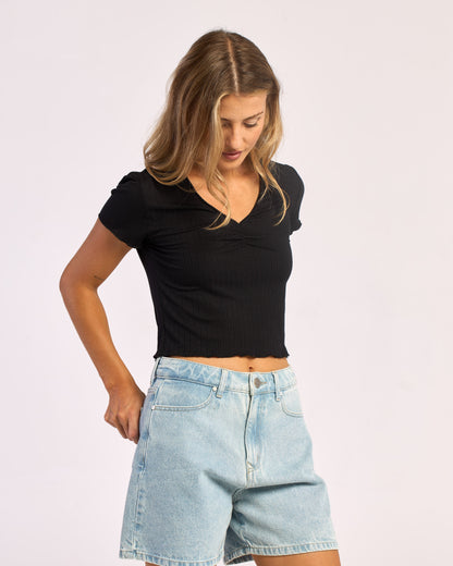 Remera Mc Rusty Polly Anna Pointelle Baby Tee 2.0 Ld Black