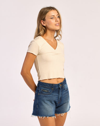 Remera Mc Rusty Polly Anna Pointelle Baby Tee 2.0 Ld Ecru
