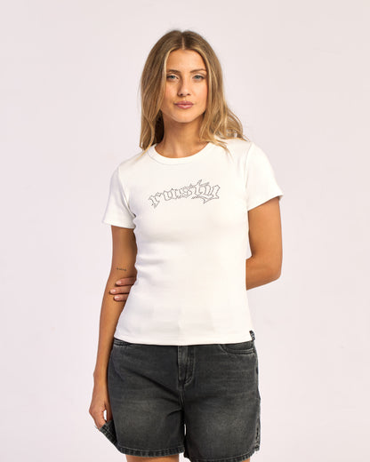 Remera Mc Rusty Raise The Ford Baby Tee Ld Ecru