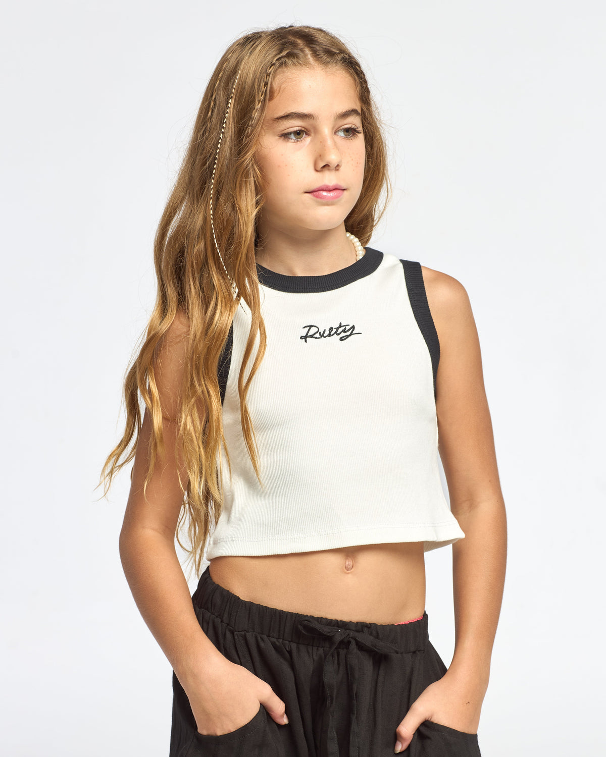 Musculosa Rusty Brand Racer 2.0 Tank Girls Ecru