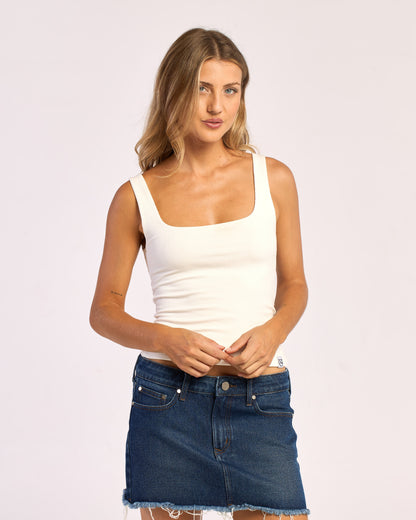 Musculosa Rusty Hanna Square Neck Tank Ld White