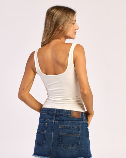 Musculosa Rusty Hanna Square Neck Tank Ld White