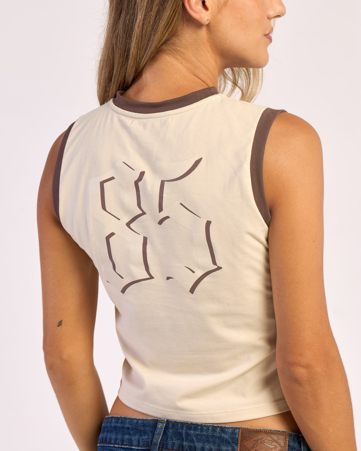 Musculosa Rusty Pacific Ringer Tank Ld Ecru
