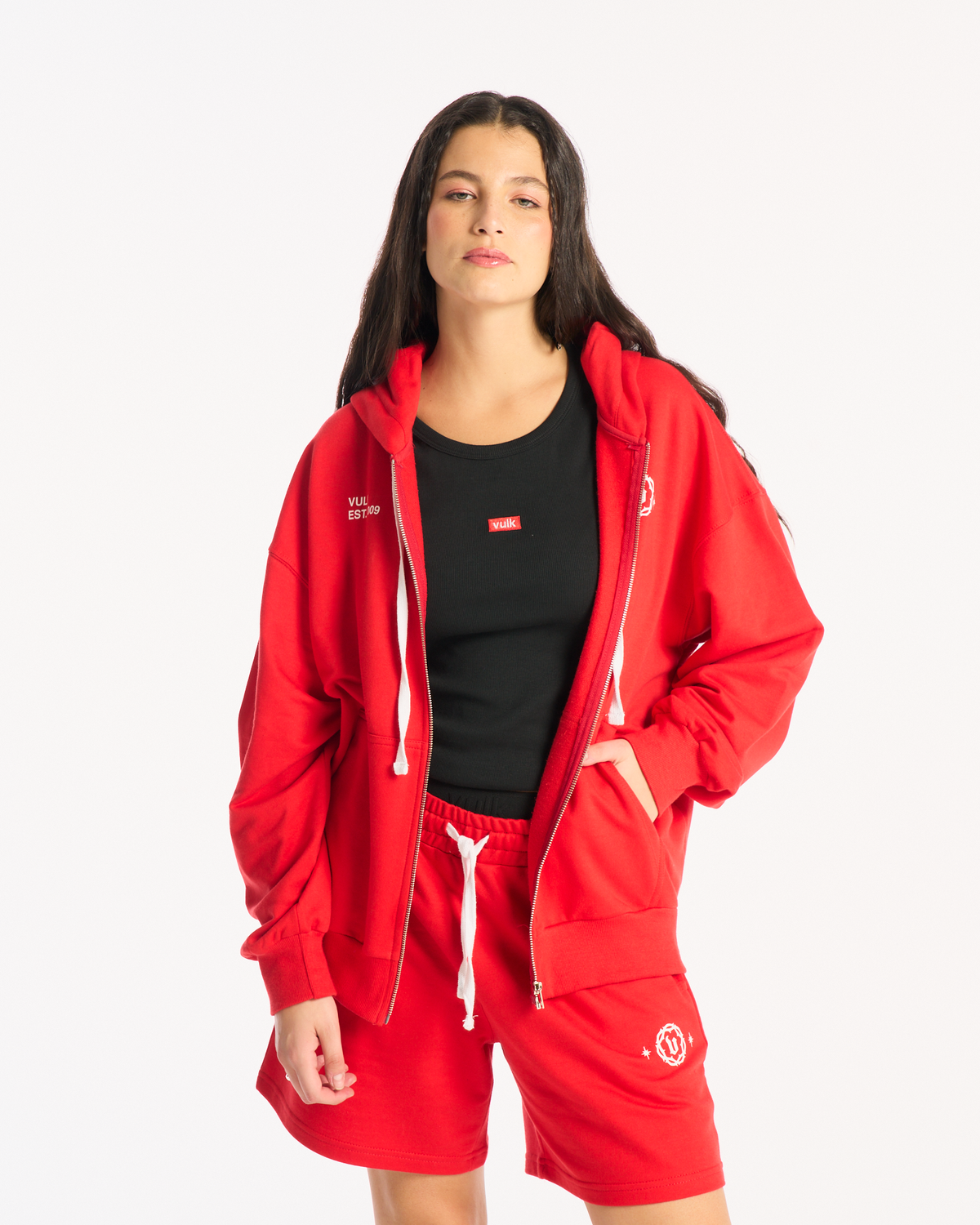 Campera Canguro Vulk Mitch Zip Hood Red