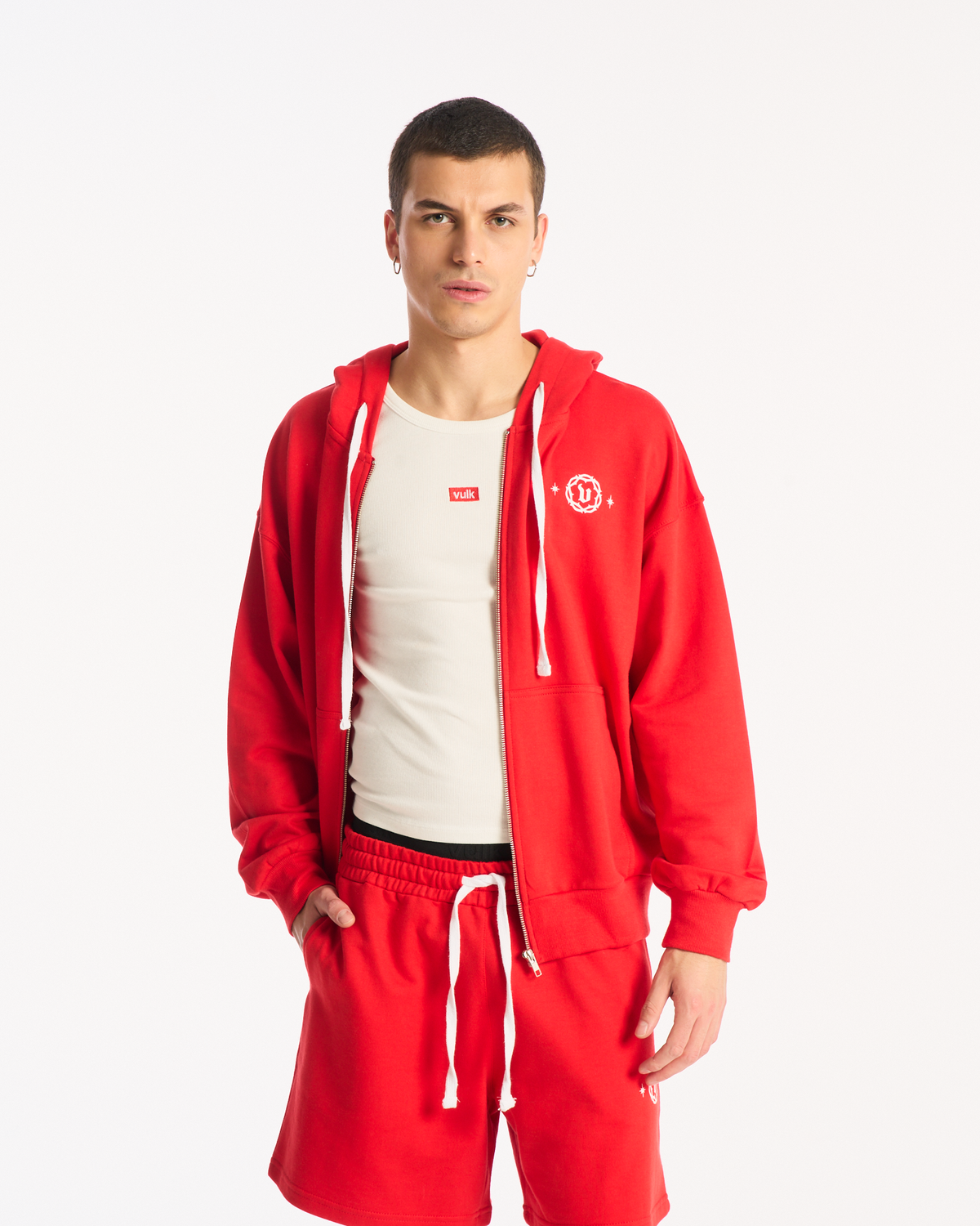 Campera Canguro Vulk Mitch Zip Hood Red