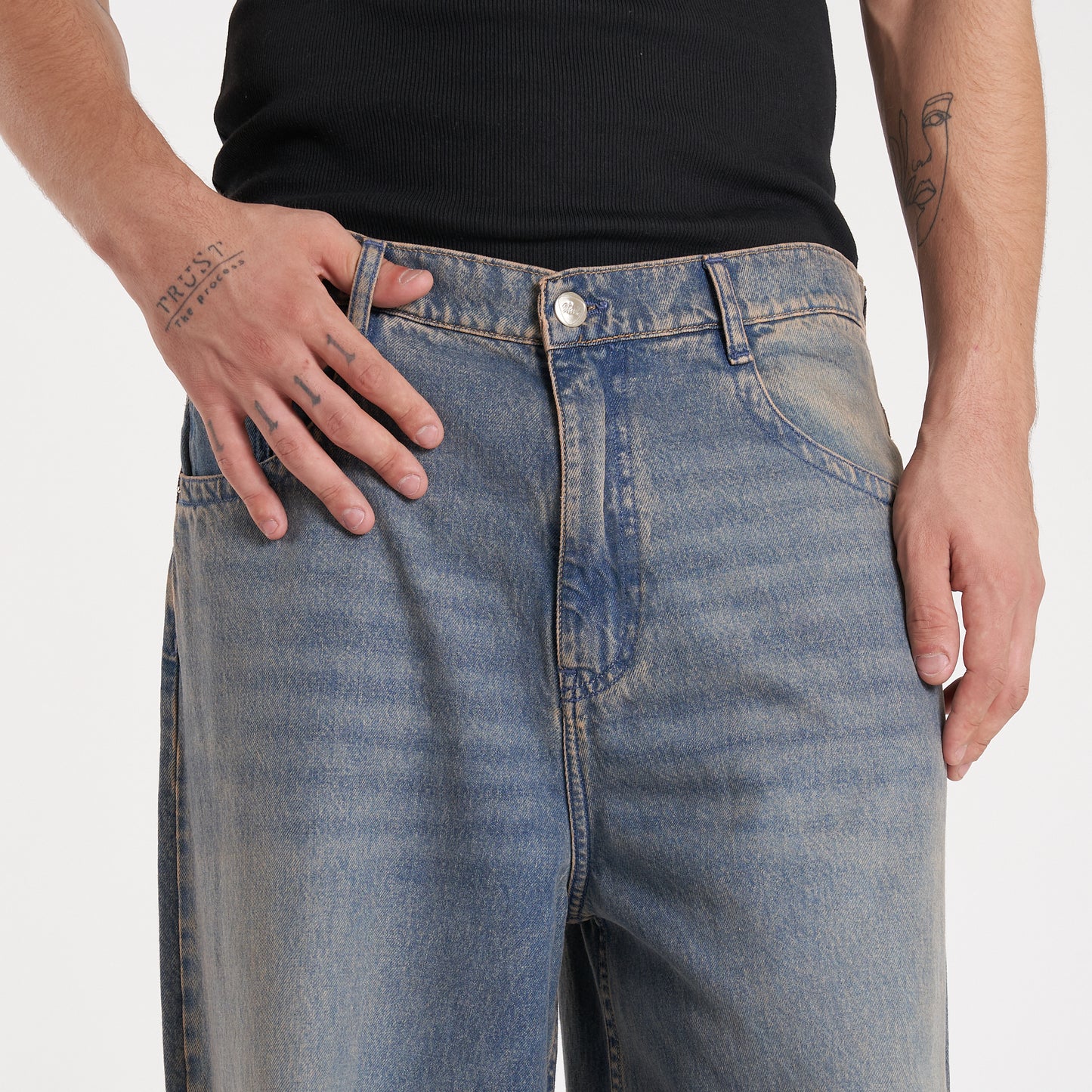 Jean Vulk Erza Wide Long Jean Blue Sand