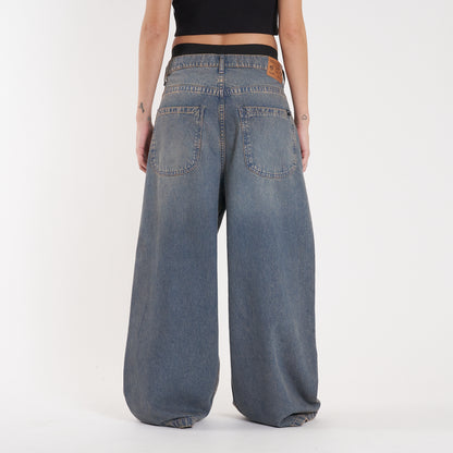 Jean Vulk Erza Wide Long Jean Blue Sand