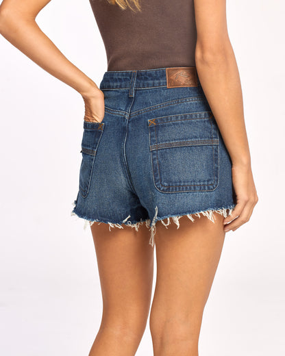 Bermuda Rusty Penny 2.0 Kick Flare Denim Short Ld Deep Sea Blue