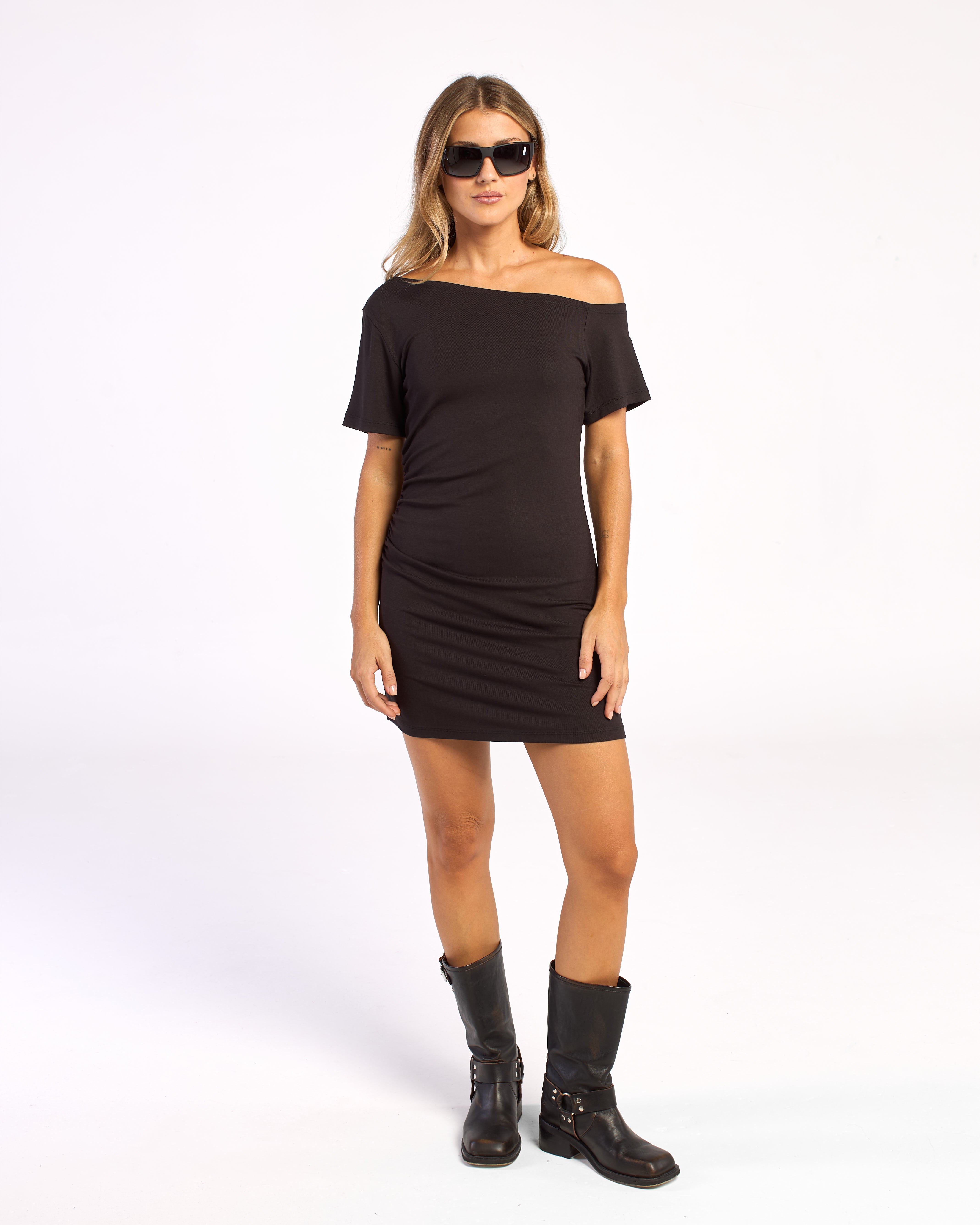 Vestido Rusty Sally Slouch Off Shoulder Dress Ld Black