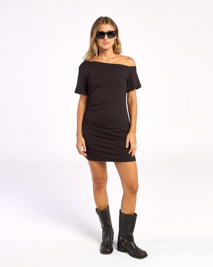 Vestido Rusty Sally Slouch Off Shoulder Dress Ld Black