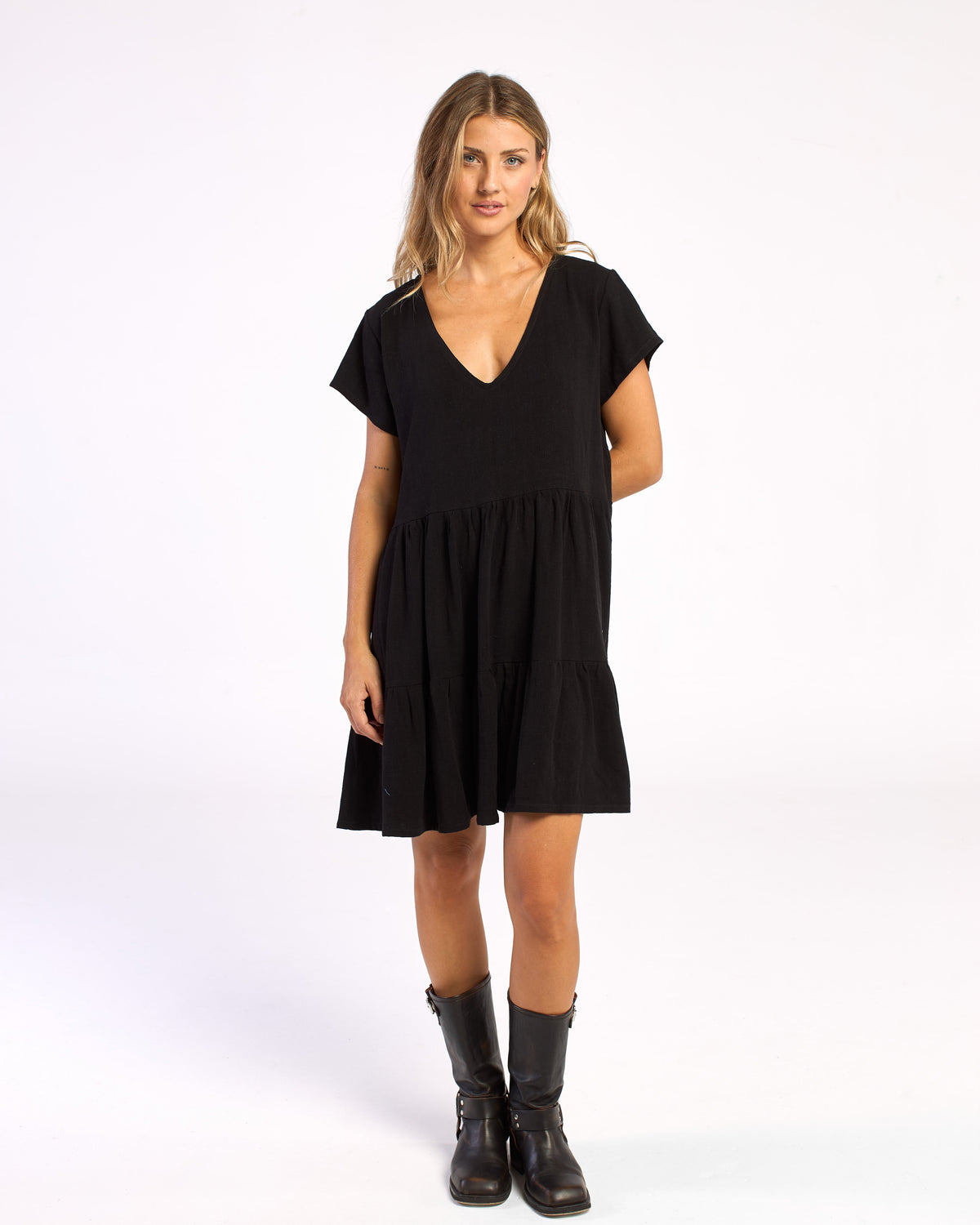 Vestido Rusty Tiered Dress Ld Black