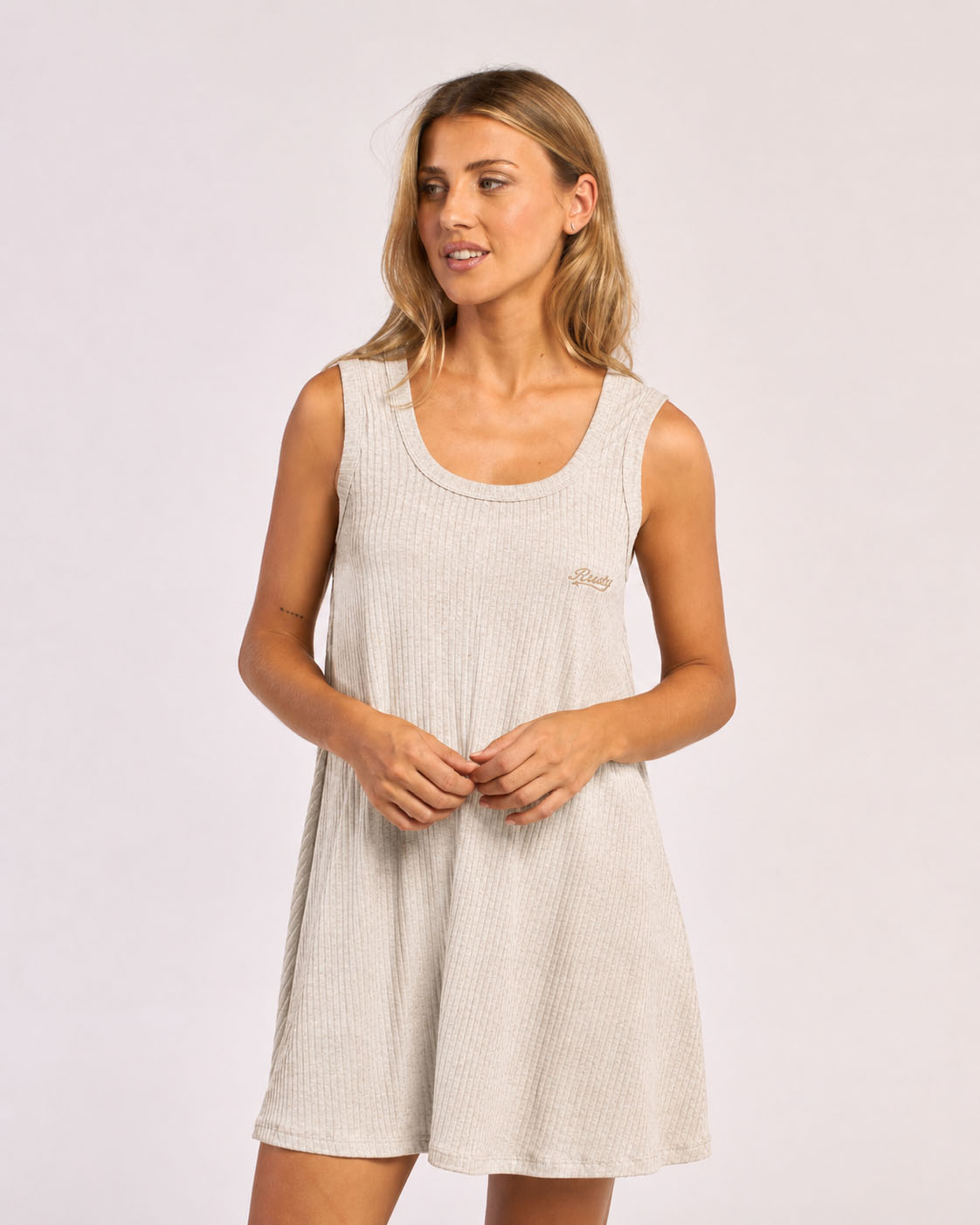 Vestido Rusty Devil Rib Dress 2.0 Ld Grey Marle