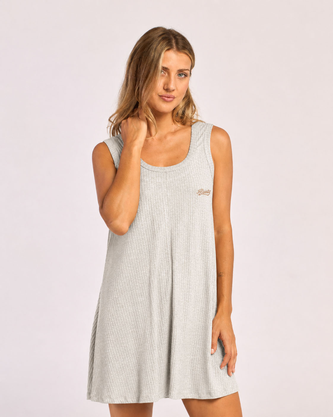 Vestido Rusty Devil Rib Dress 2.0 Ld Grey Marle