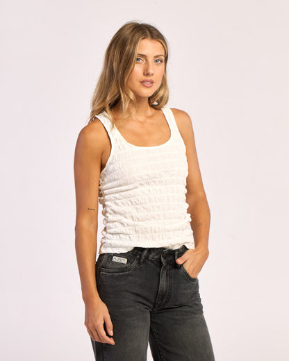 Fashion Top Rusty Miss Lace Rouched Top Ld Off White