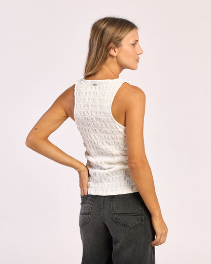 Fashion Top Rusty Miss Lace Rouched Top Ld Off White
