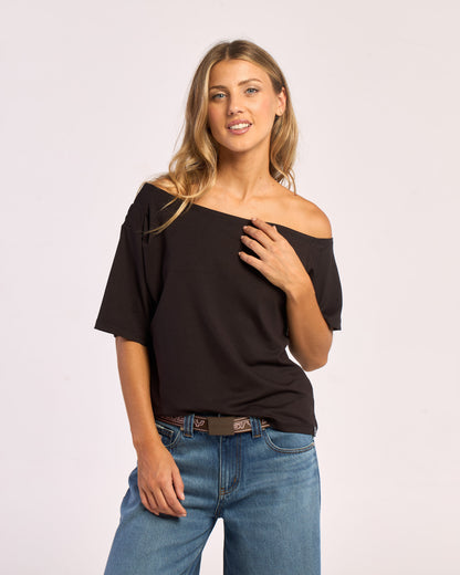 Fashion Top Rusty Sally Slouch Off Shoulder Top Ld Black