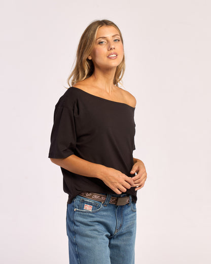Fashion Top Rusty Sally Slouch Off Shoulder Top Ld Black