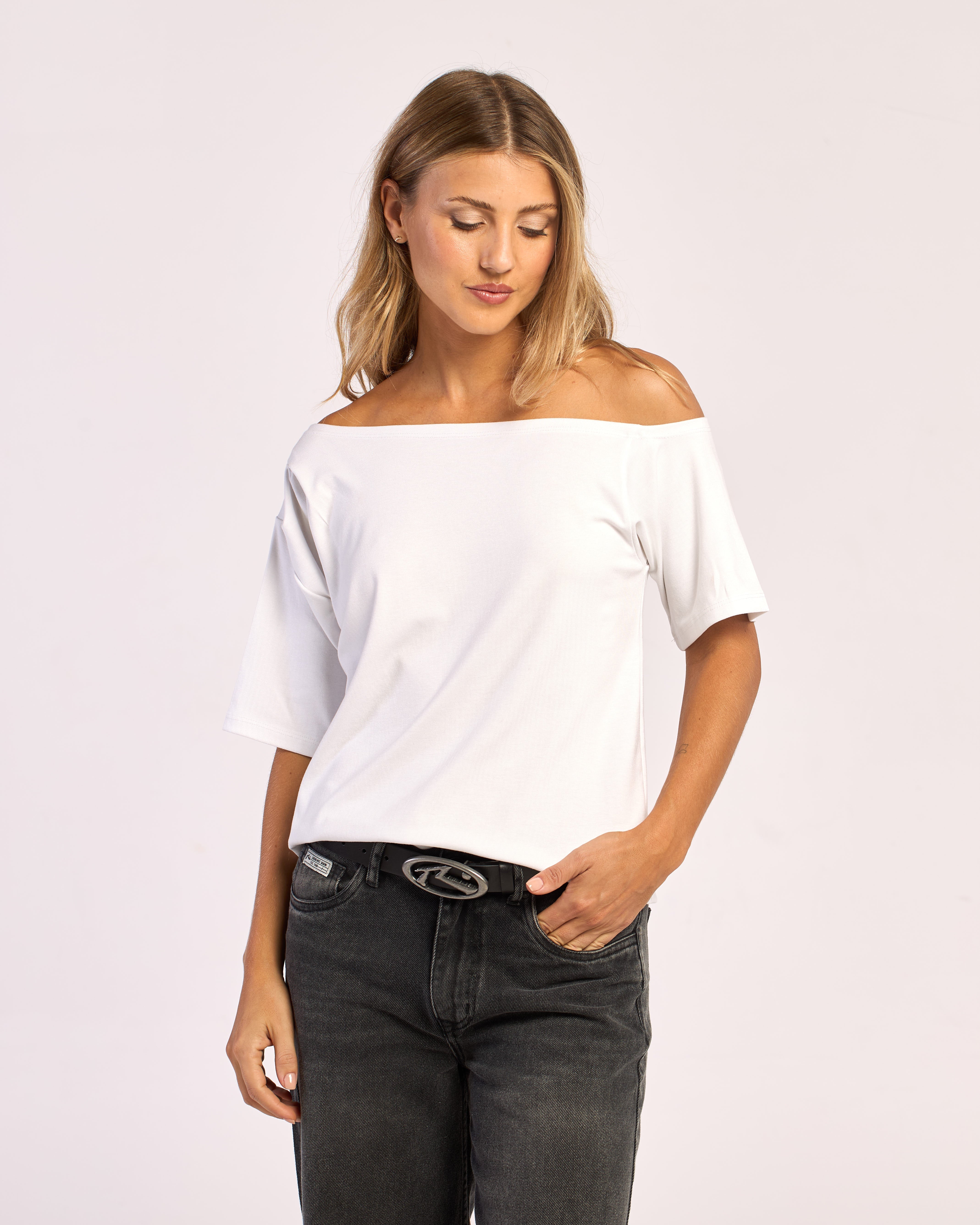 Fashion Top Rusty Sally Slouch Off Shoulder Top Ld Off White