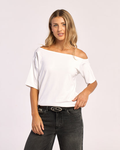 Fashion Top Rusty Sally Slouch Off Shoulder Top Ld Off White