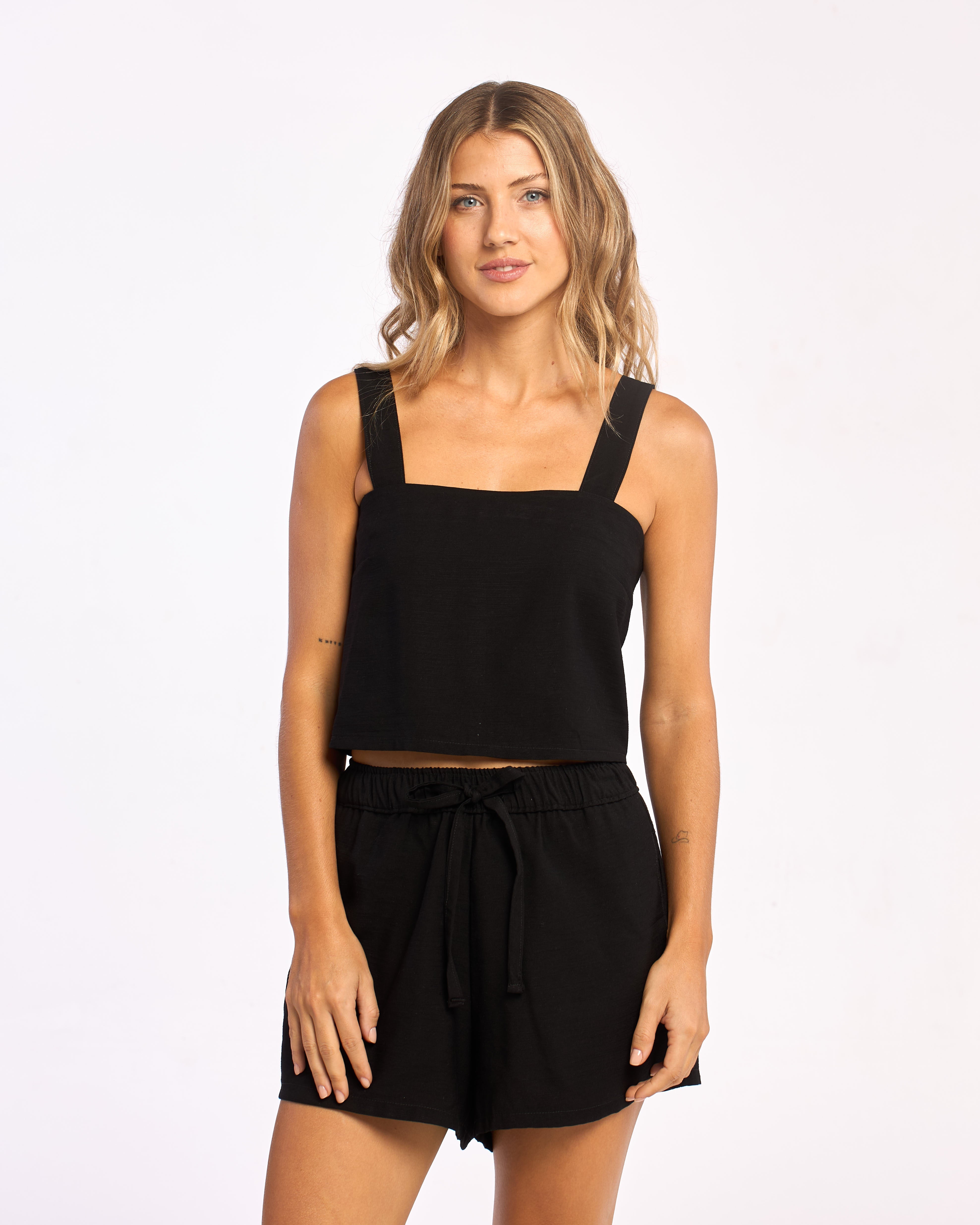 Fashion Top Rusty Byron Sleeveless Crop Top Ld Black