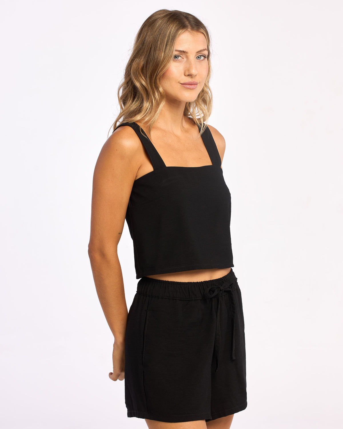 Fashion Top Rusty Byron Sleeveless Crop Top Ld Black
