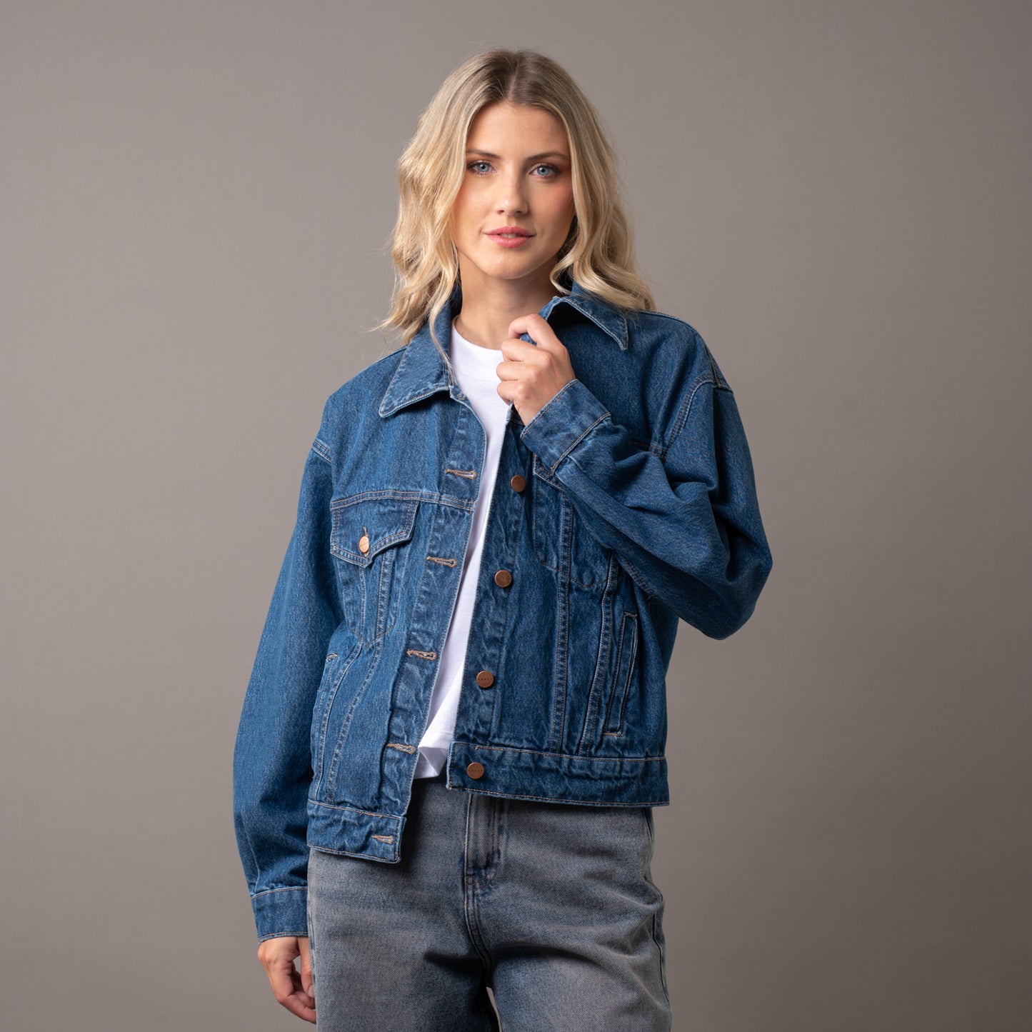 Campera Liviana Rusty All Time Oversized Denim Jacket Ld Middy Blue