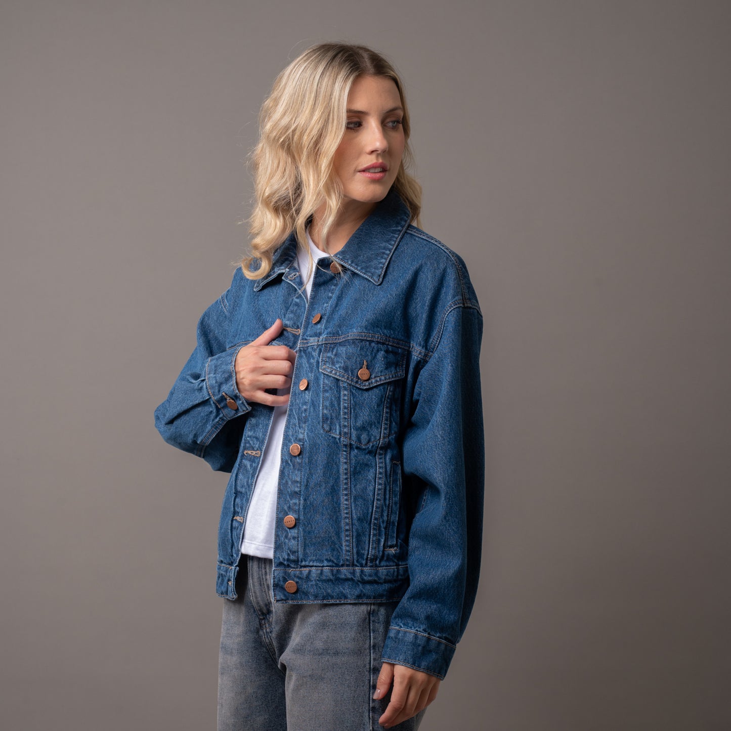 Campera Liviana Rusty All Time Oversized Denim Jacket Ld Middy Blue