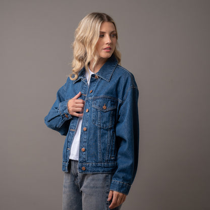 Campera Liviana Rusty All Time Oversized Denim Jacket Ld Middy Blue