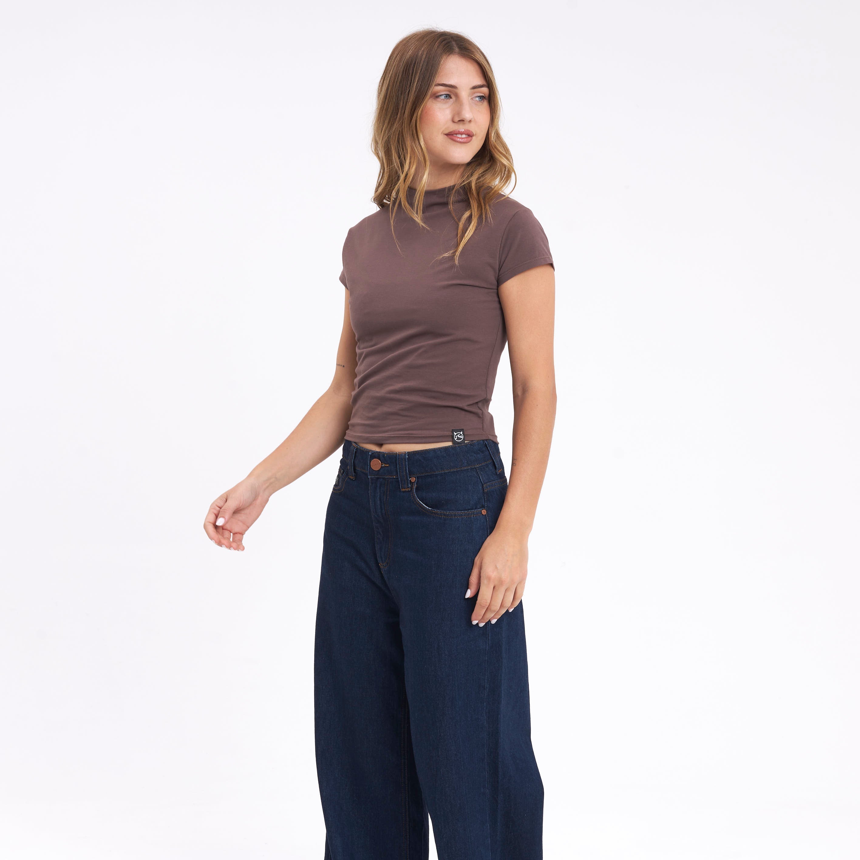 Fashion Top Rusty Annie Hi Neck Baby Tee Ld Chestnuit