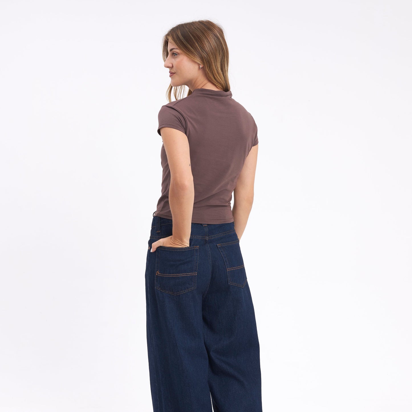 Fashion Top Rusty Annie Hi Neck Baby Tee Ld Chestnuit
