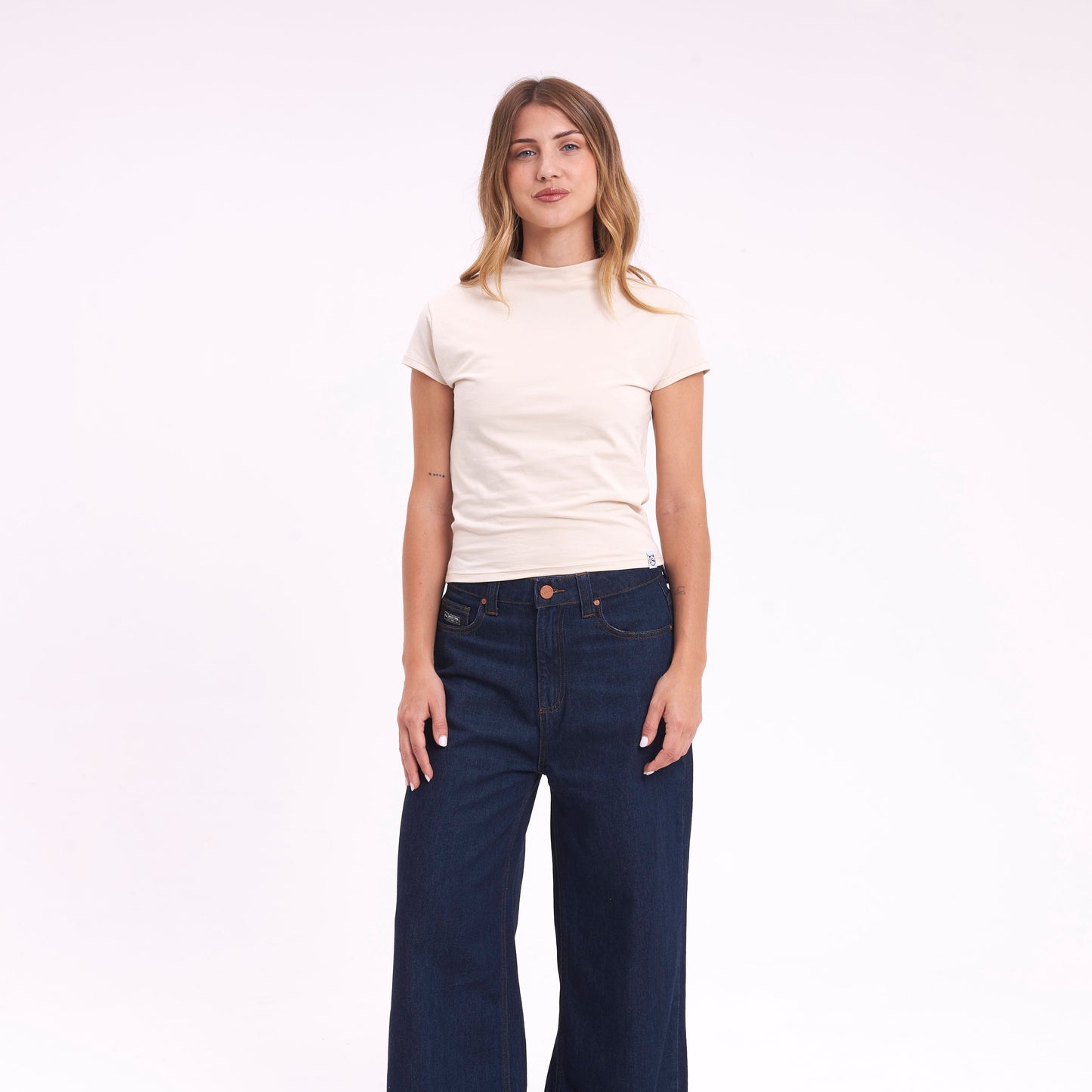 Fashion Top Rusty Annie Hi Neck Baby Tee Ld Ecru