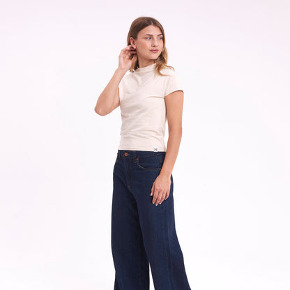 Fashion Top Rusty Annie Hi Neck Baby Tee Ld Ecru