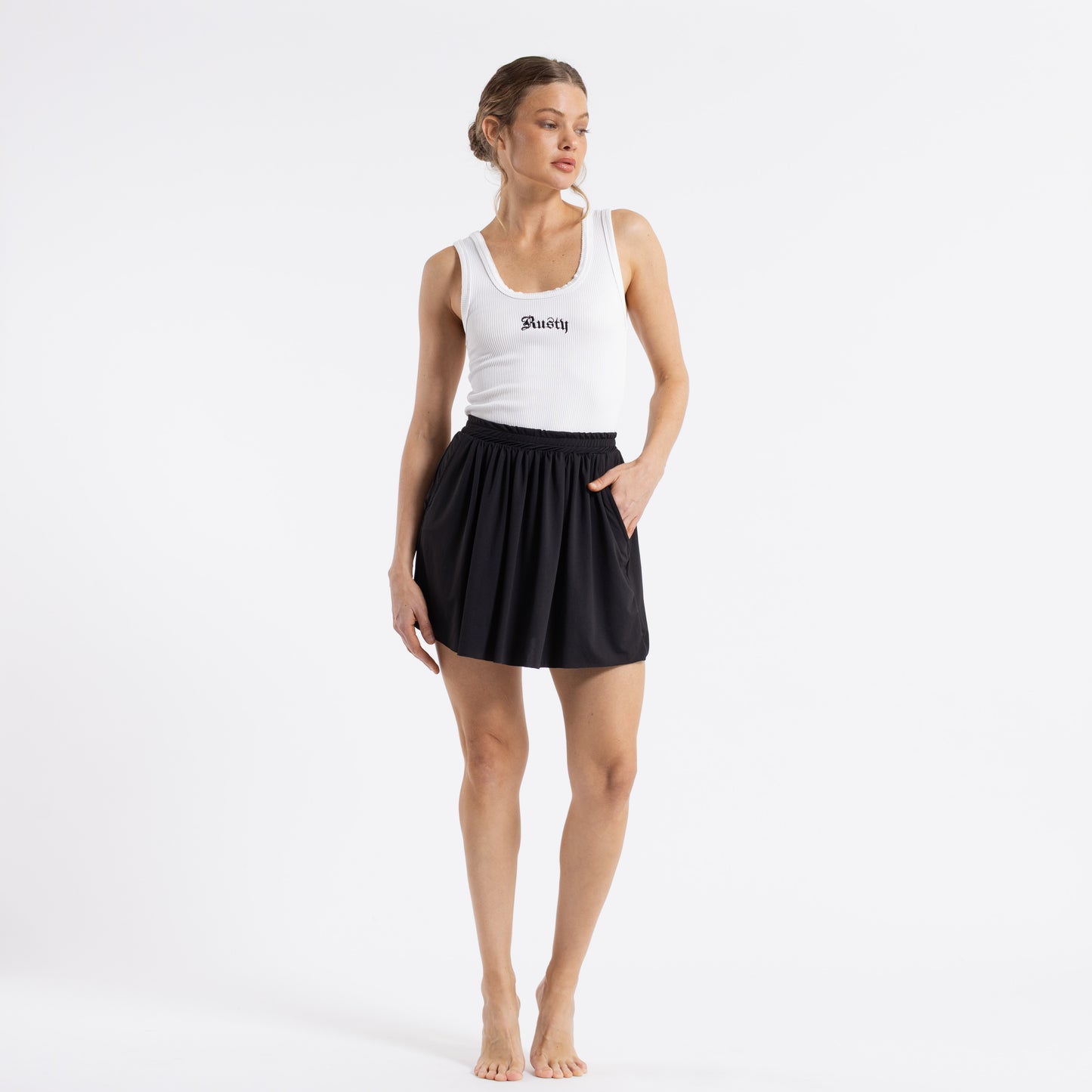 Pollera Rusty Athens Mid Rise Skirt Ld Black