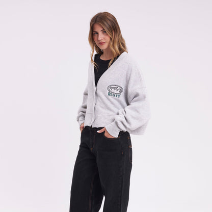 Campera Canguro Rusty Atomic Fleece Cardigan Ld Grey Marle