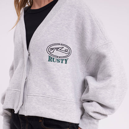 Campera Canguro Rusty Atomic Fleece Cardigan Ld Grey Marle