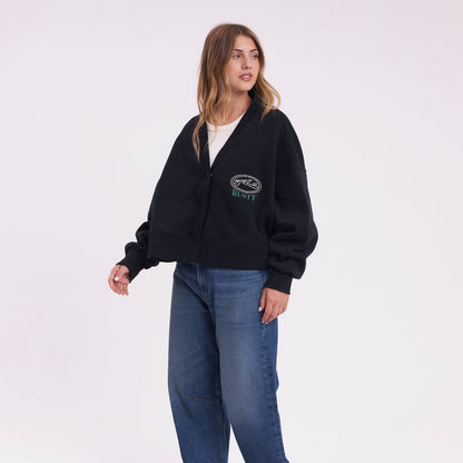 Campera Canguro Rusty Atomic Fleece Cardigan Ld Black