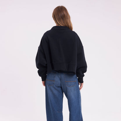 Campera Canguro Rusty Atomic Fleece Cardigan Ld Black