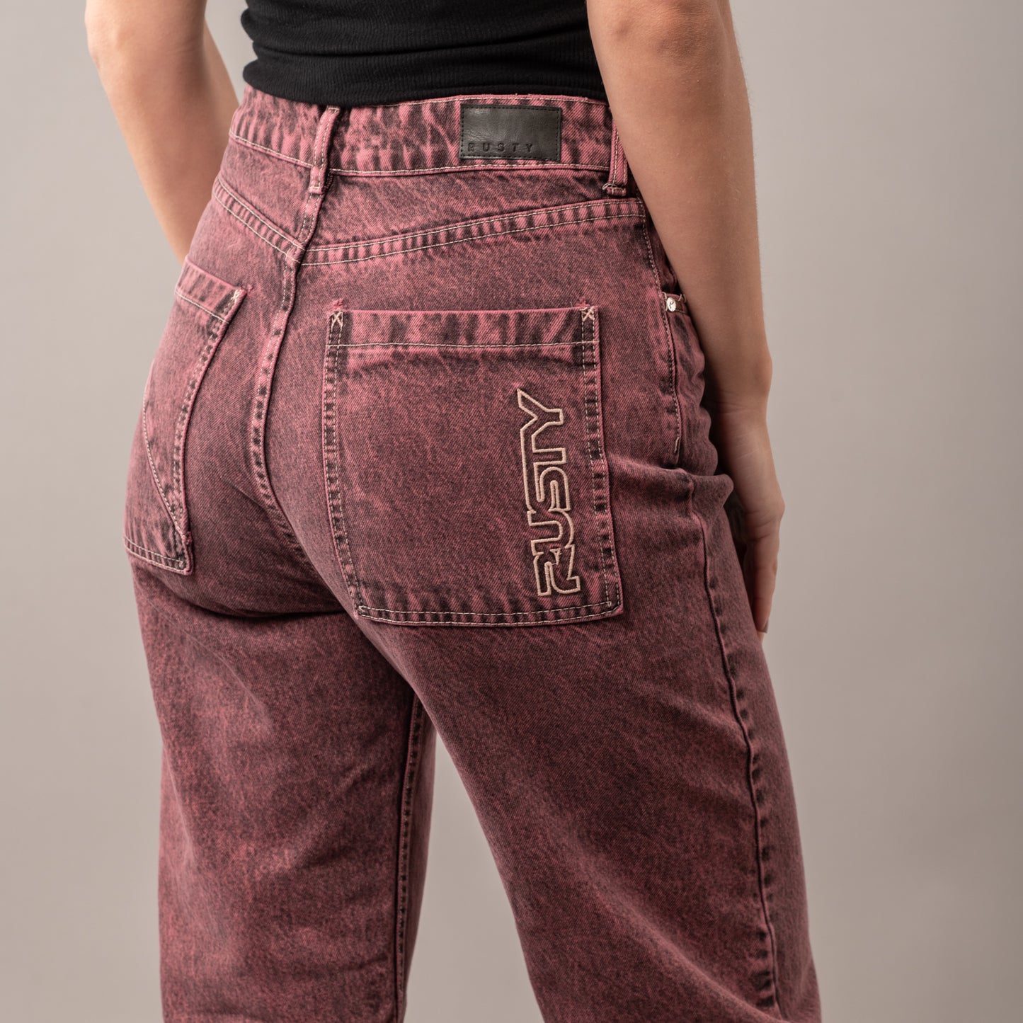 Jean Rusty Bethany Baggy Overdyed Jean Ld Rhubarb