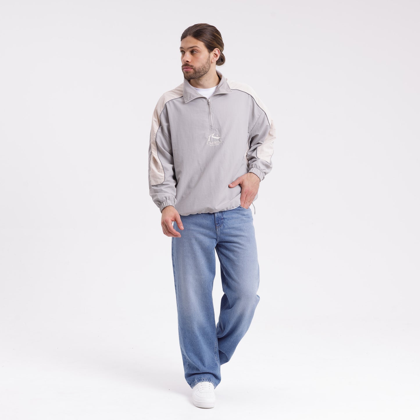 Campera Liviana Rusty Betheel 1/2 Zip Windbreaker Grey