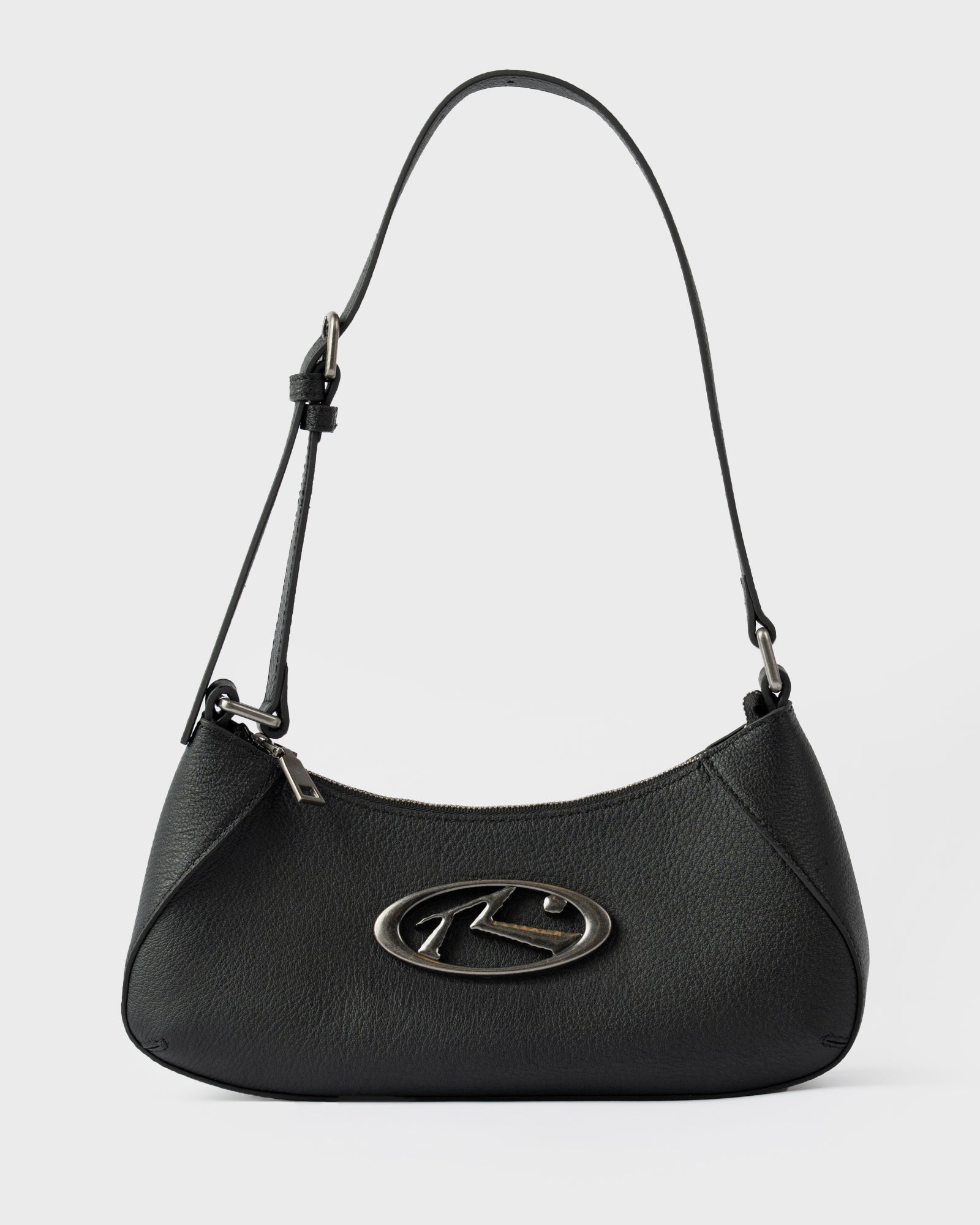 Cartera Rusty R Dot Buckle Leather Bag* Black