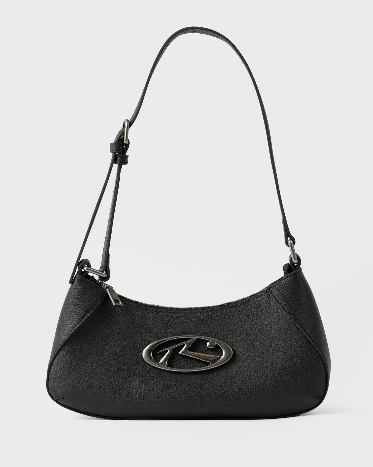 Cartera Rusty R Dot Buckle Leather Bag* Black
