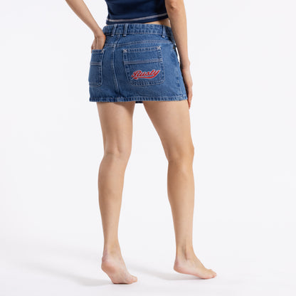Pollera Rusty Billie Low Rise Denim Mini Skirt Ld* Middy Blue