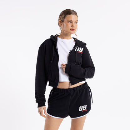 Campera Canguro Rusty Bronson Crop Ziphood Ld Black