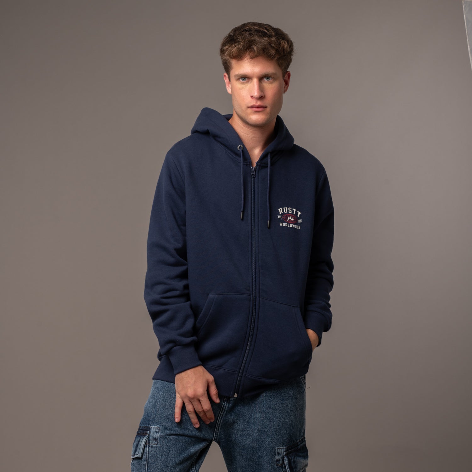 Campera Canguro Rusty Collegiate Worldwide Superbig Navy Blue