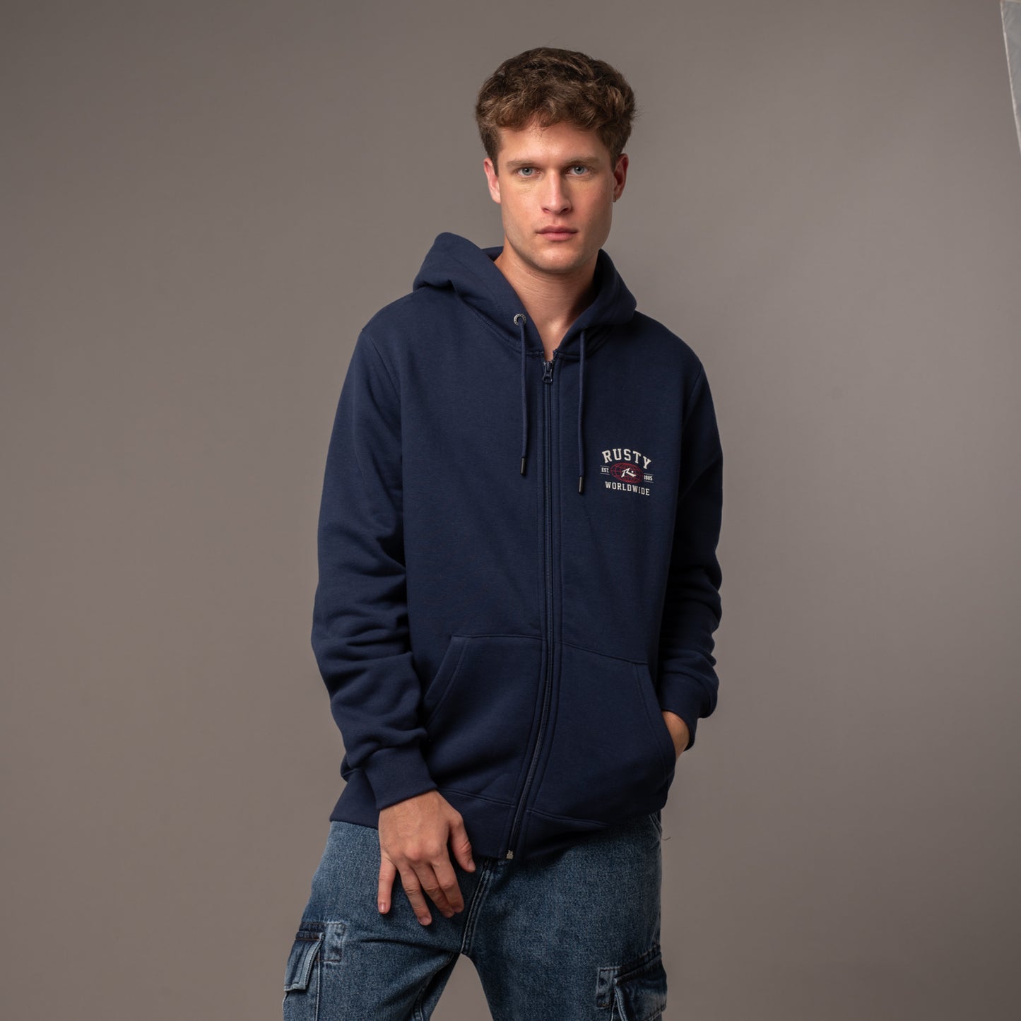 Campera Canguro Rusty Collegiate Worldwide Superbig Navy Blue